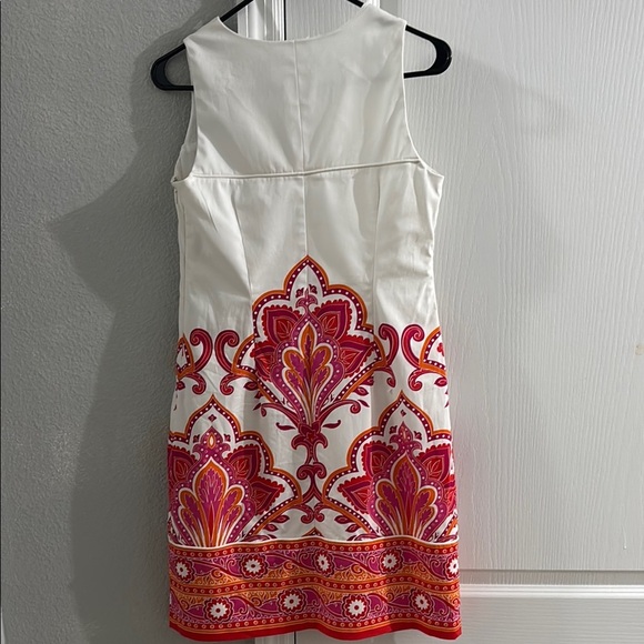 London Times Orange and Red Sheath Dress Halter Midi - Picture 8 of 9